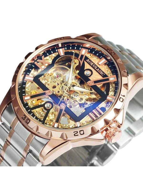 AOKULASIC 1 pieza Reloj mecánico automático de lujo para hombre con dial en reli