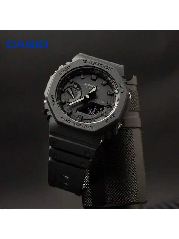 Reloj Casio G-Shock Digital Analógico, Esfera Poligonal Negra de 48.5mm, Correa