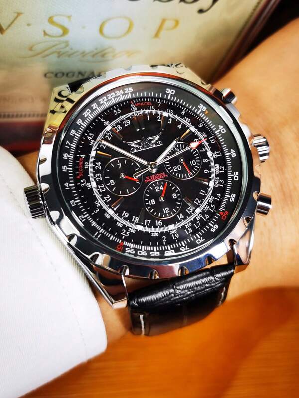 JARAGAR 1 pieza Reloj automático mecánico de hombre de moda estilo piloto, calen