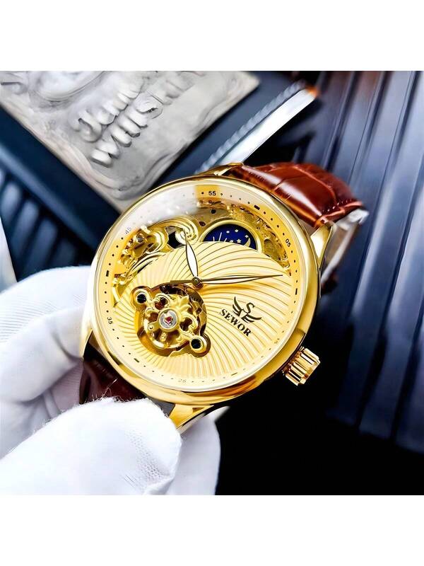 FENSIR Reloj de pulsera mecánico de tourbillon 